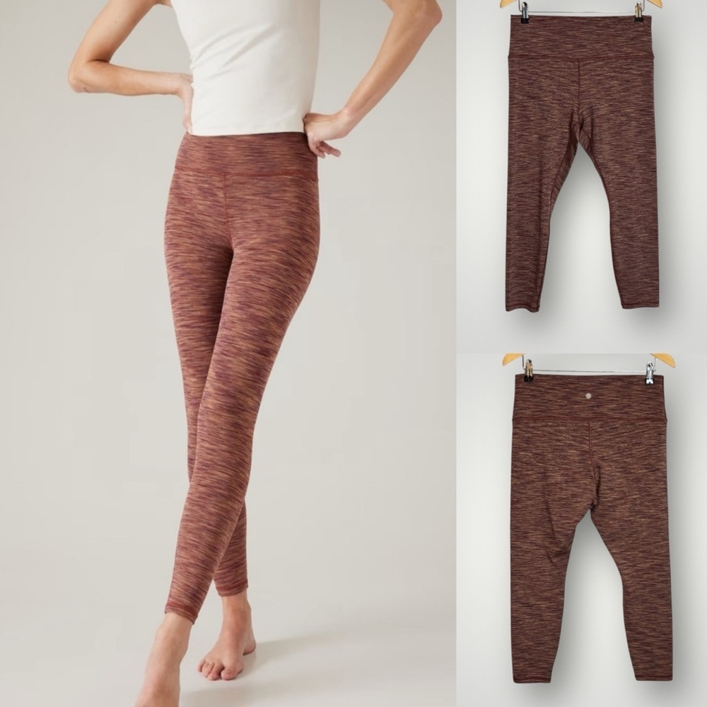 Athleta Transcend Textured 7/8 Tight Leggings Size XL Inseam 26” Nova Dye Brown